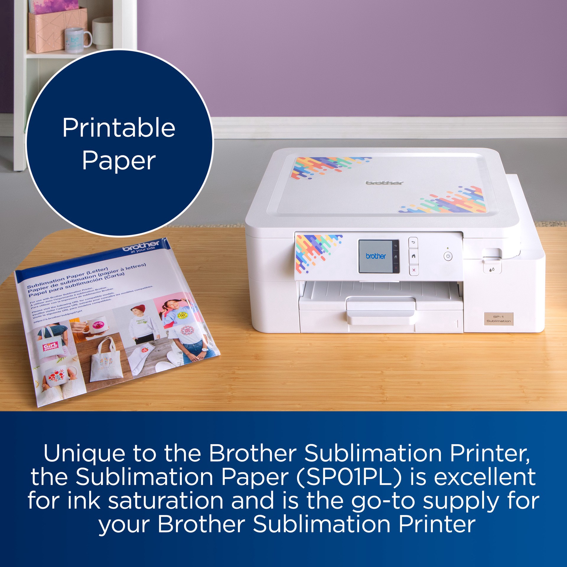 slide 5 of 7, Brother 8.5" X 11" Sublimation Paper, 100 Sheets, 8.5 in x 11 in