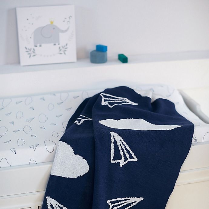 slide 4 of 4, Hello Spud Organic Cotton Airplane Changing Pad Cover - Navy, 1 ct