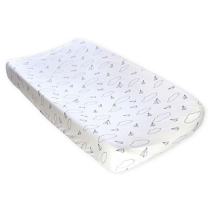 slide 1 of 4, Hello Spud Organic Cotton Airplane Changing Pad Cover - Navy, 1 ct