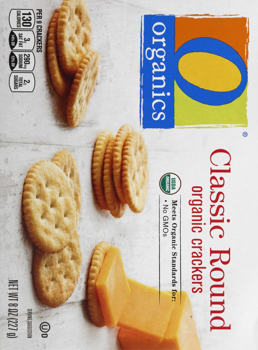 slide 4 of 9, O Organics Crackers, Organic, Classic Round, 8 oz