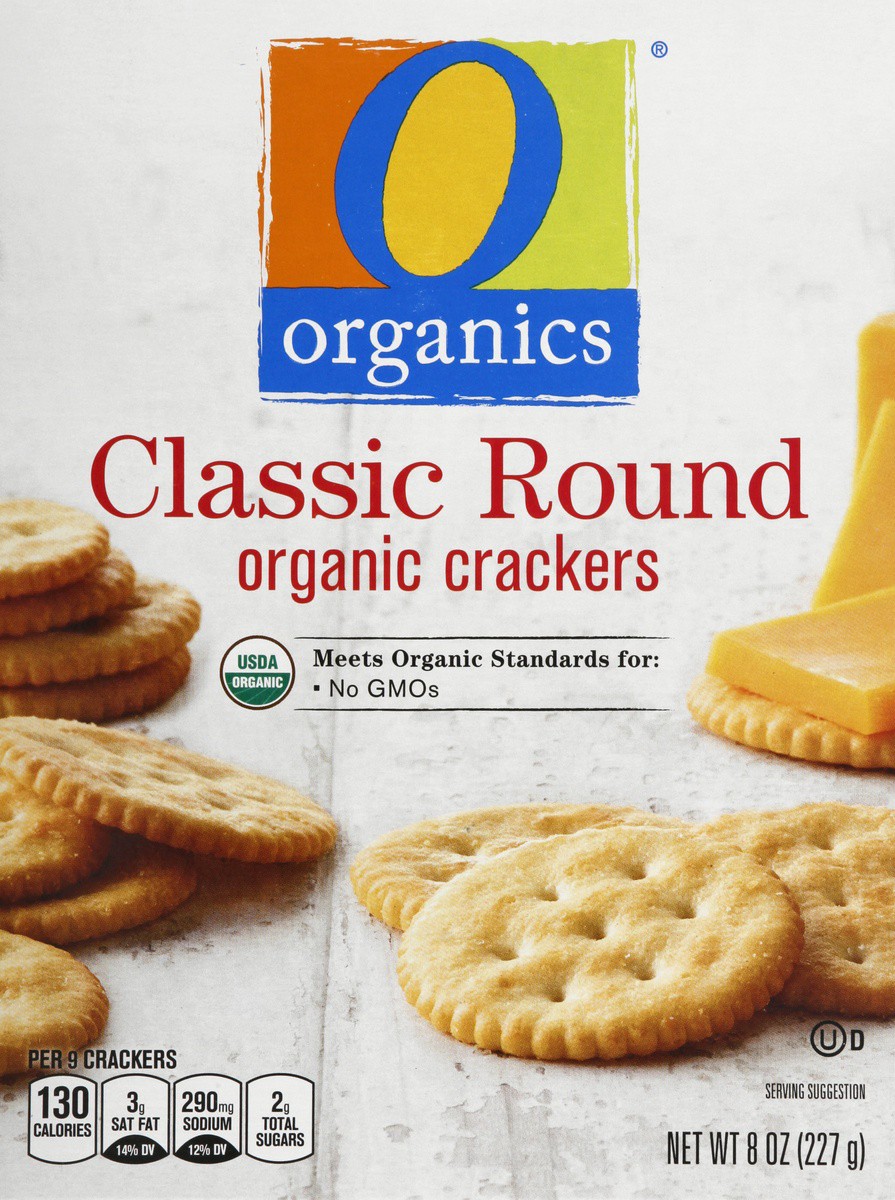 slide 6 of 9, O Organics Crackers, Organic, Classic Round, 8 oz