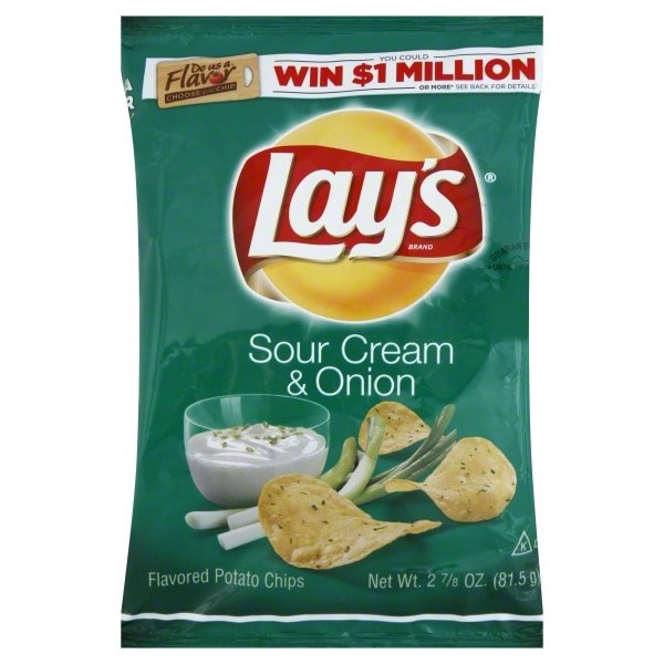 slide 1 of 6, Lay's Sour Cream & Onion Flavored Potato Chips, 2.87 oz