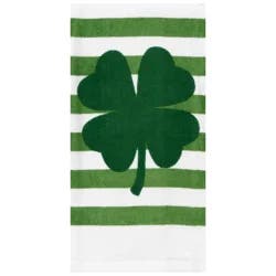 Meijer Corporate Seasonal Shamrock Stripe Green Fiber Reactive Kitchen Towel, 16 in x 25 in