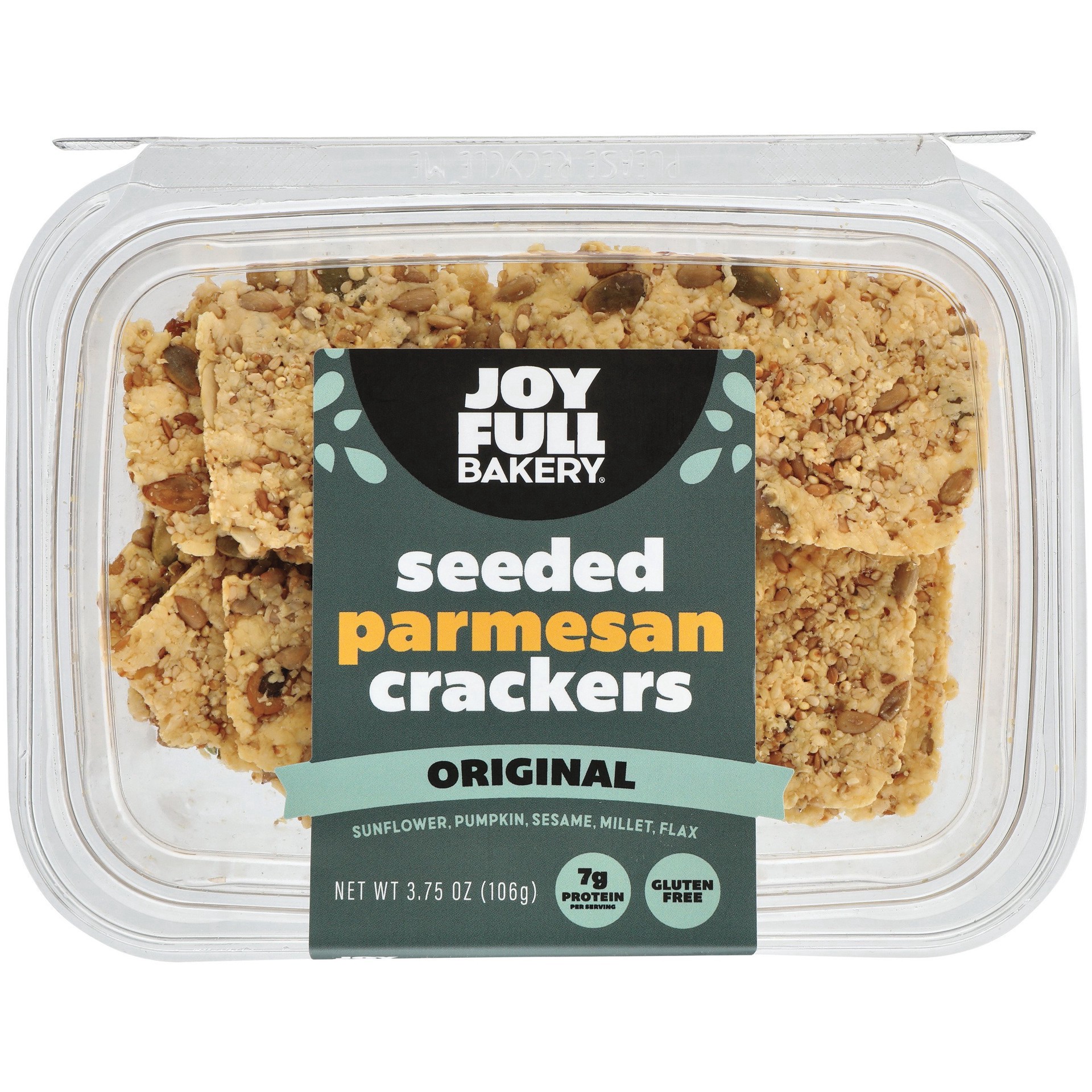 slide 1 of 1, Joyfull Bakery Seeded Parmesan Crackers - Original, 3.75 oz