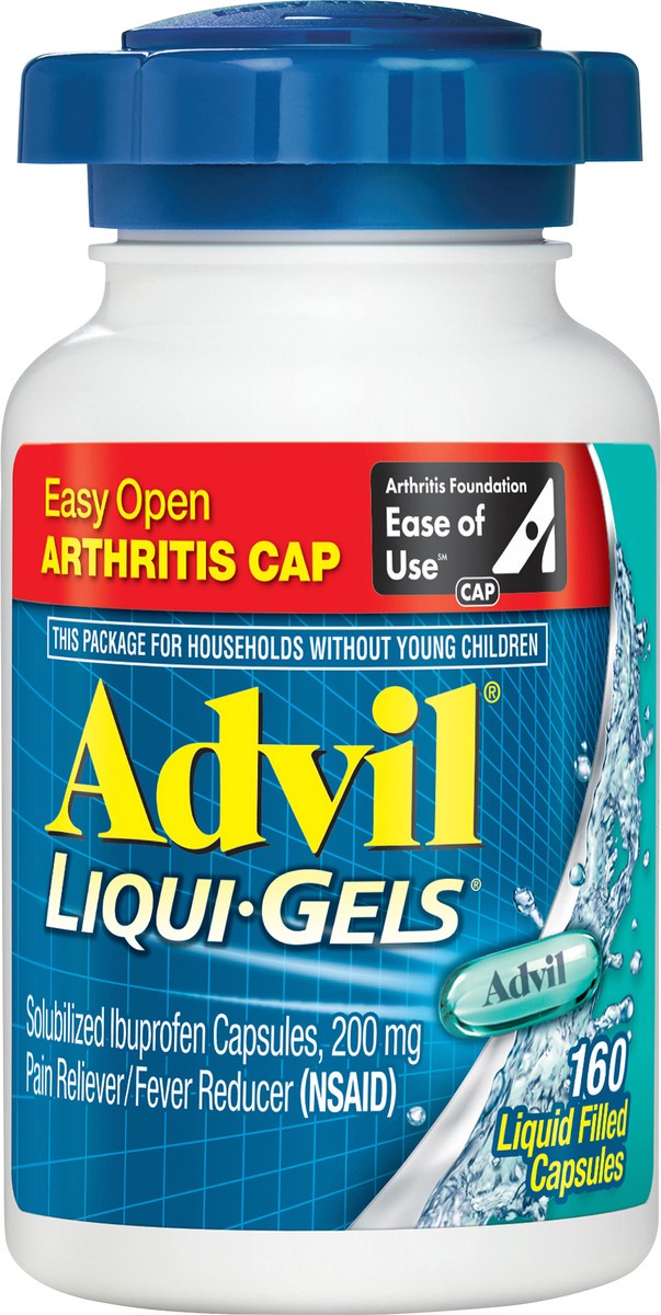 slide 3 of 3, Advil Pain And Fever Reducer Ibuprofen Liquigels, 160 ct