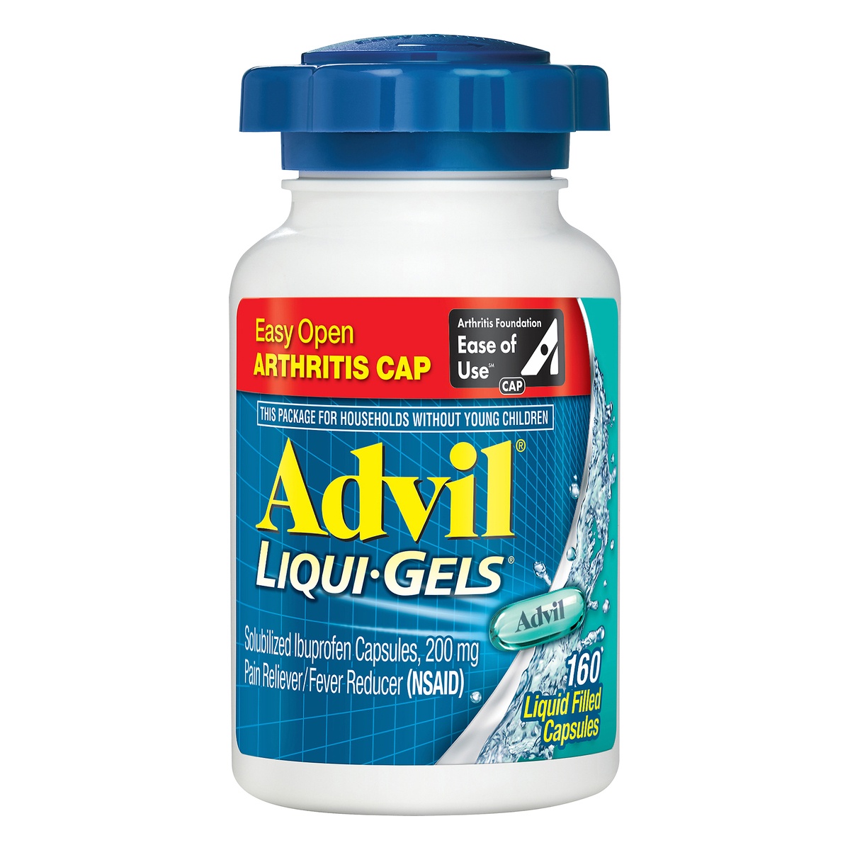 slide 1 of 1, Advil Easy Open Cap Pain Reliever/Fever Reducer Capsules - Ibuprofen (NSAID) - 160ct, 160 ct