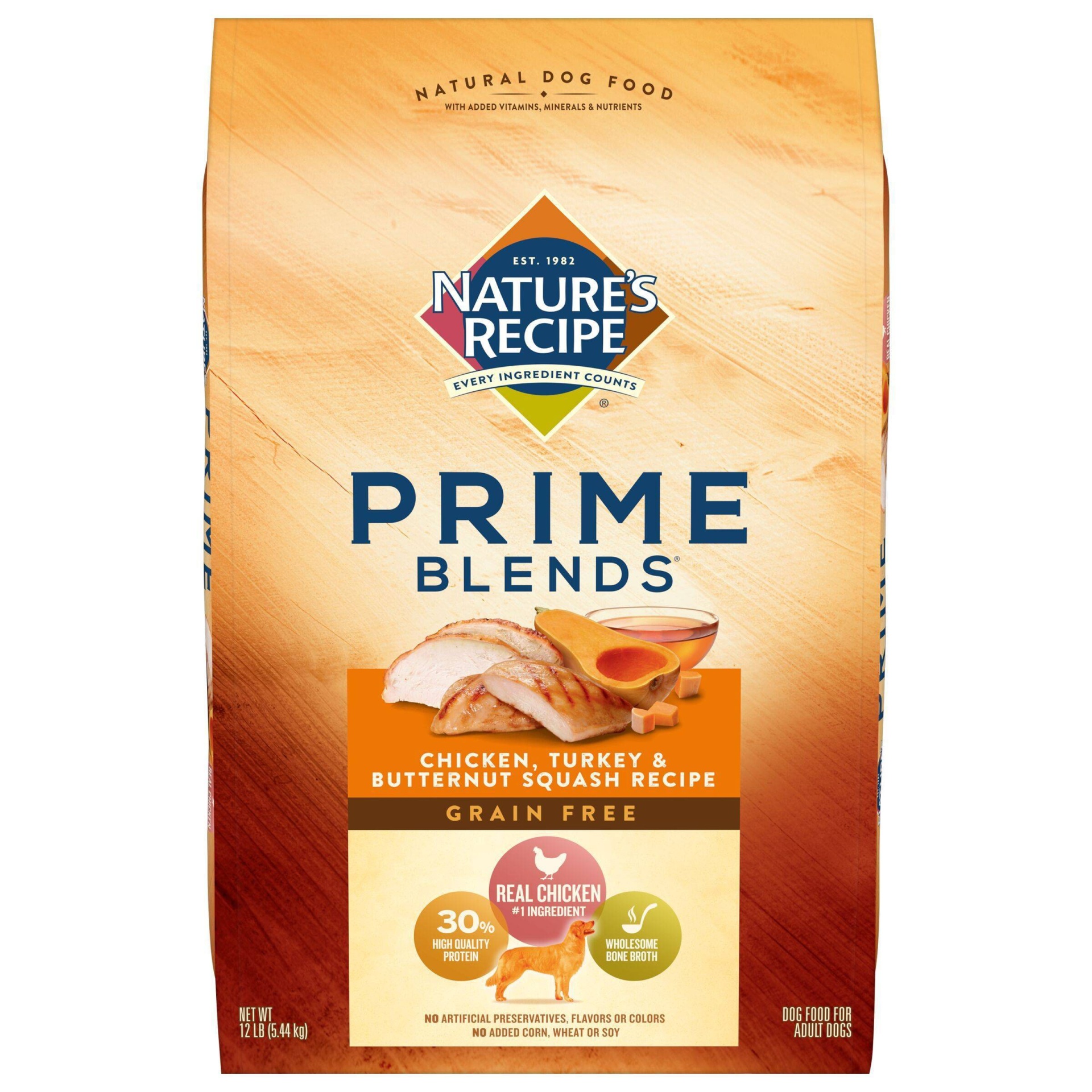 slide 1 of 1, Nature's Recipe Prime Blends, Chicken, Turkey & Butternut Squash Recipe, Grain Free, Dry Dog Food, 12 lb