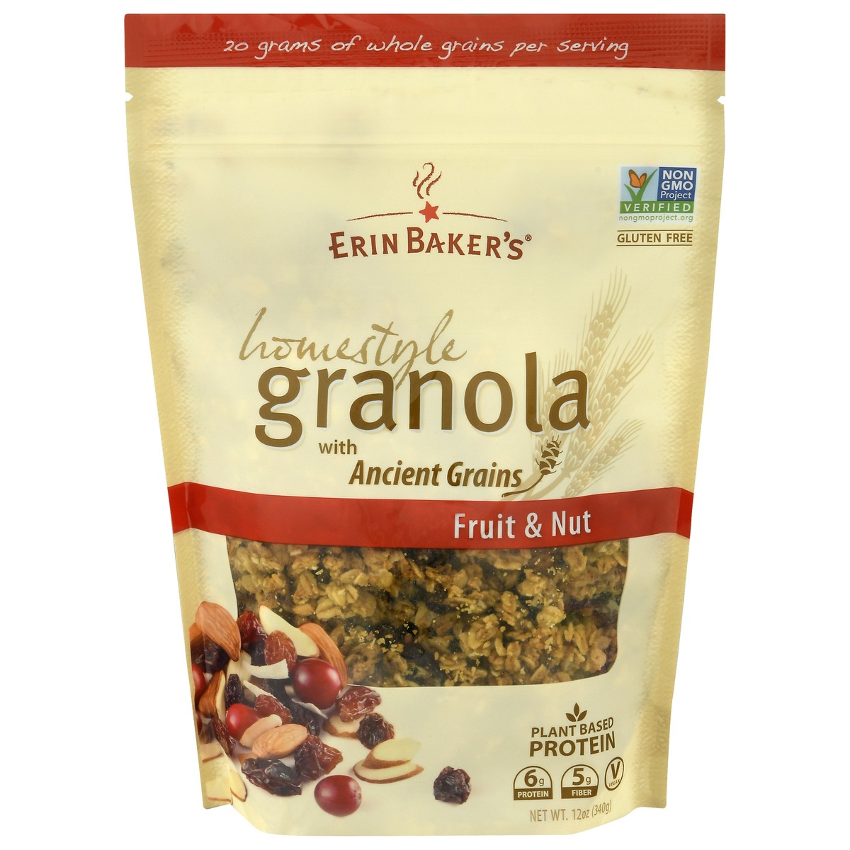 slide 1 of 12, Erin Baker's Fruit Nut Homestyle Granola, 12 oz