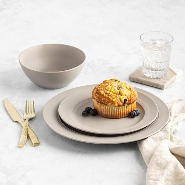 slide 1 of 1, Hy-Vee Seasons Infinity Dinnerware In Chateau Gray, Set Of 12, 1 ct