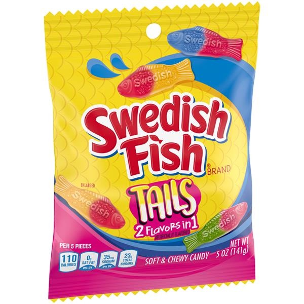 slide 1 of 1, Swedish Fish Tails Soft & Chewy Candy 2 Flavors In 1, 5 oz