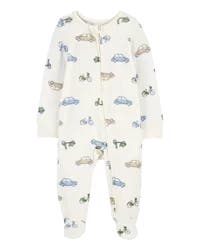 Carter's Baby Car Print Zip-Up PurelySoft Sleep & Play Pajamas Ivory 6M
