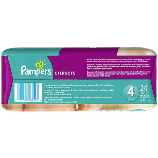 slide 9 of 33, Pampers Cruisers Jumbo Pack Diapers Size 4, 24 ct