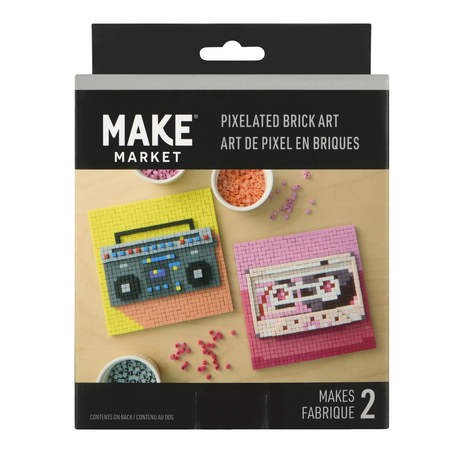 slide 8 of 9, Radio & Cassette Pixelated Brick Art Kit By Make Market, 5 in x 5 in