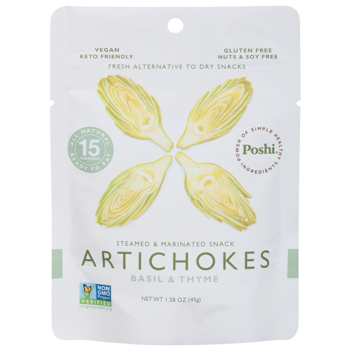 slide 1 of 9, Poshi Basil & Thyme Artichokes 1.58 oz, 1.58 oz