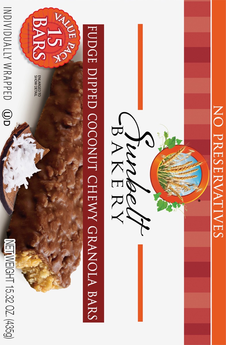 slide 5 of 9, Sunbelt Bakery Value Pack Chewy Fudge Dipped Coconut Granola Bars 15 15 ea Box, 15 ct