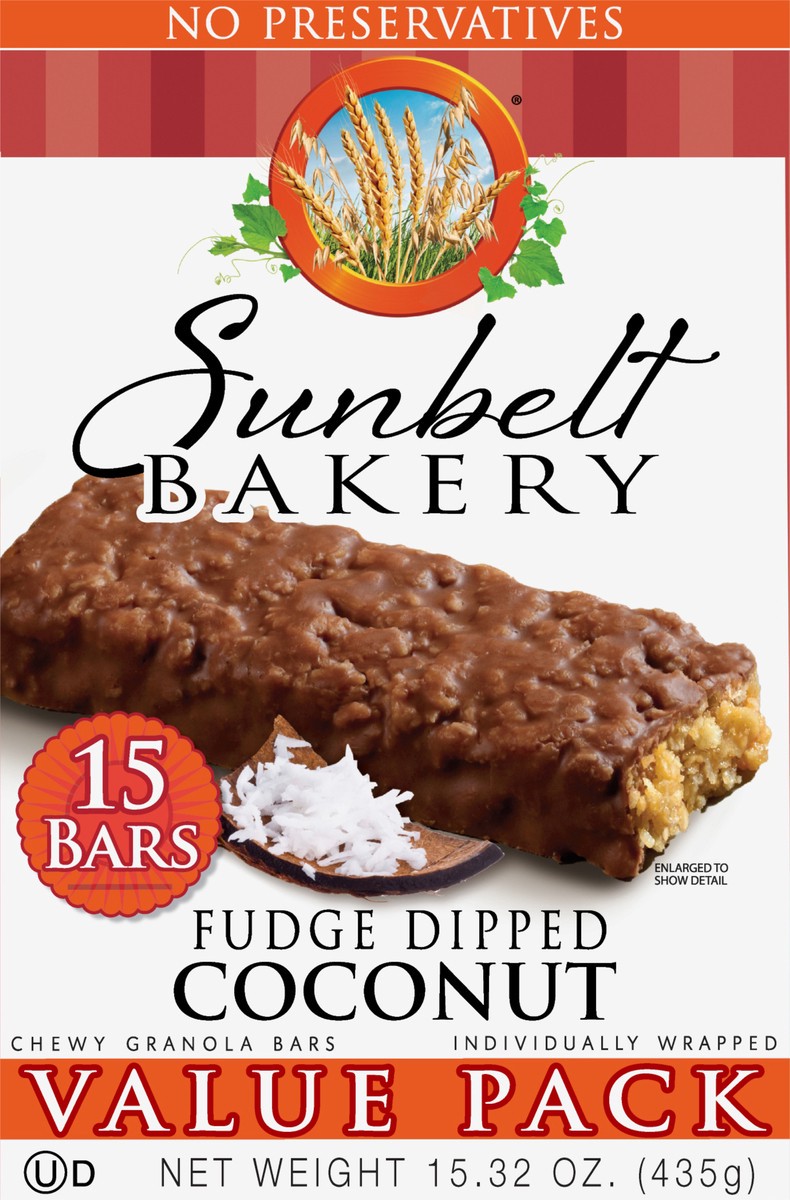 slide 6 of 9, Sunbelt Bakery Value Pack Chewy Fudge Dipped Coconut Granola Bars 15 15 ea Box, 15 ct