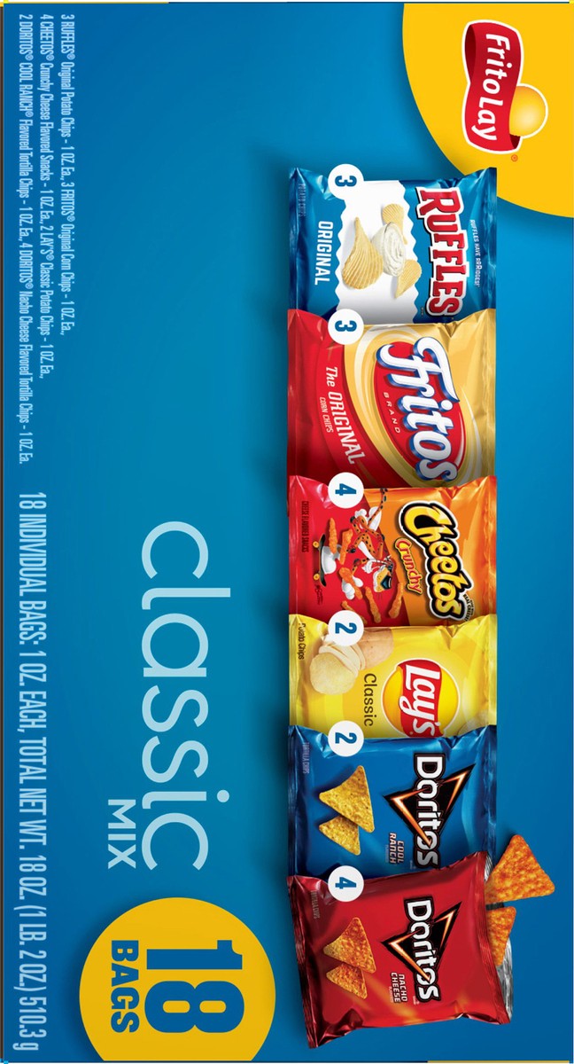 slide 7 of 11, Frito-Lay Classic Mix Variety Pack Chips, 18 ct