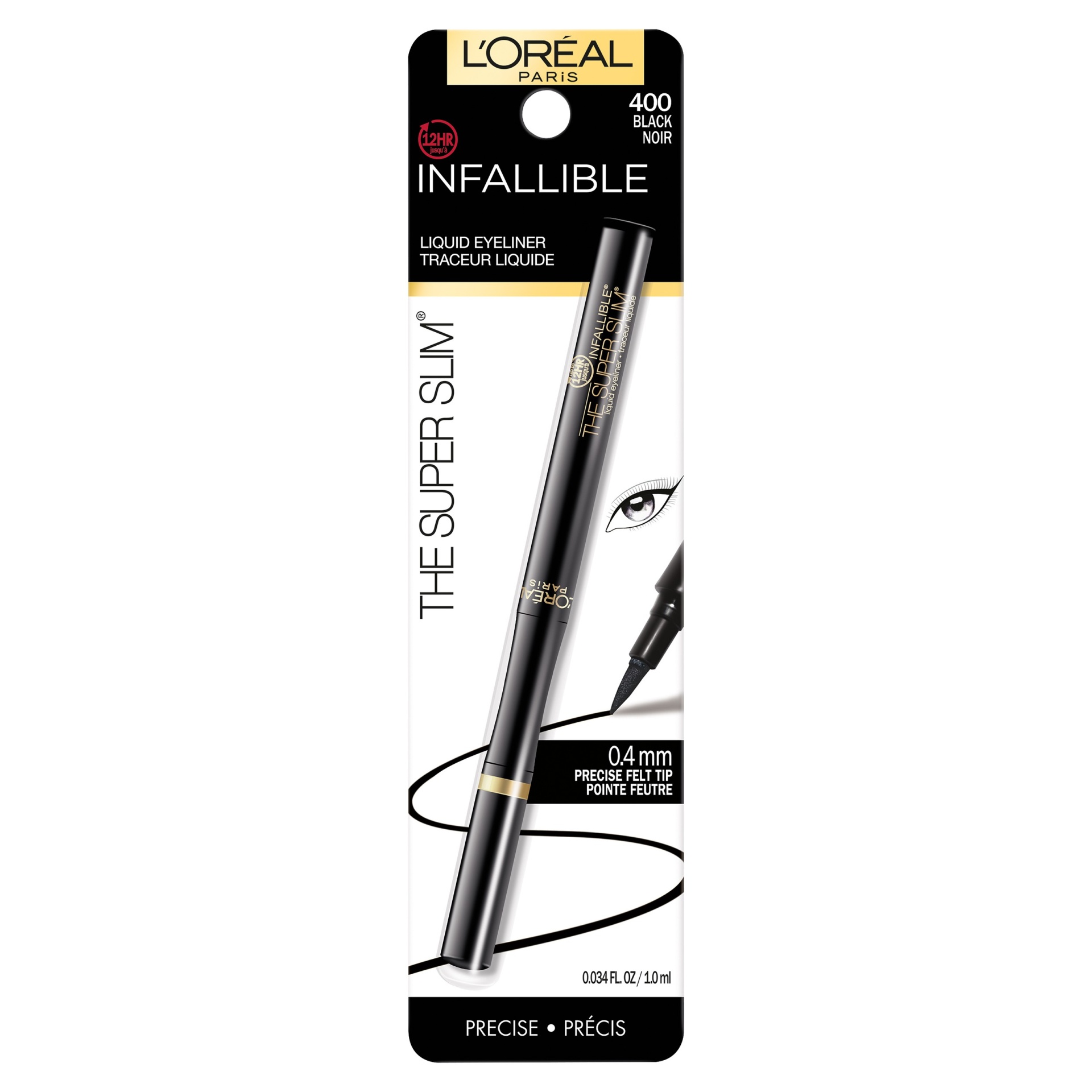 slide 1 of 1, L'Oréal Infallible Super Slim Liner 400 Black, 0.034 fl oz