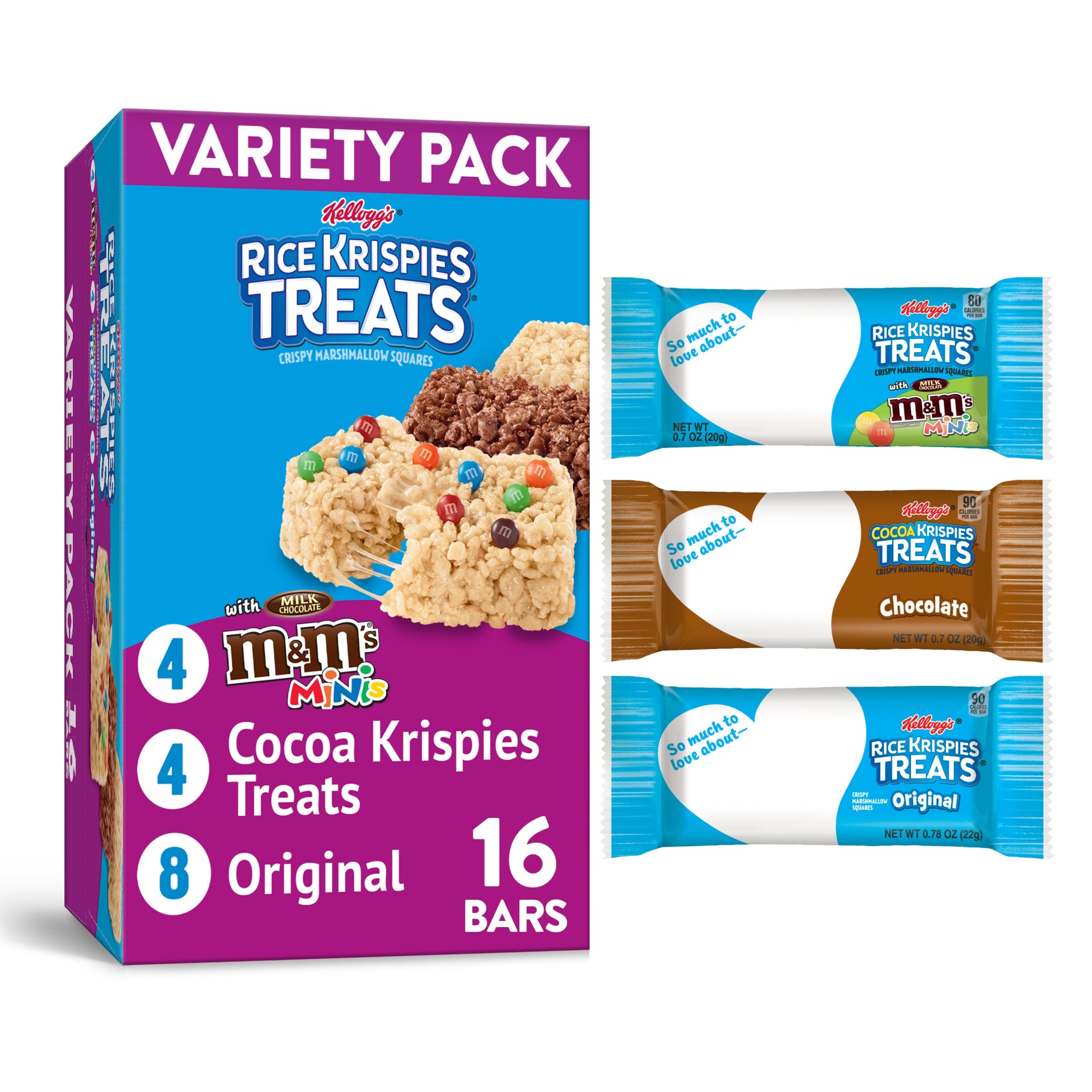 slide 1 of 5, Kellogg's Rice Krispies Treats Marshmallow Snack Bars, Kids Snacks, School Lunch, Variety Pack, 12.4 oz