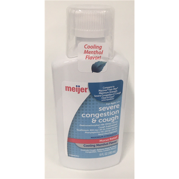 slide 1 of 2, Meijer Maximum Strength Severe Congestion & Cough, Cooling Menthol Flavor, 6 fl oz