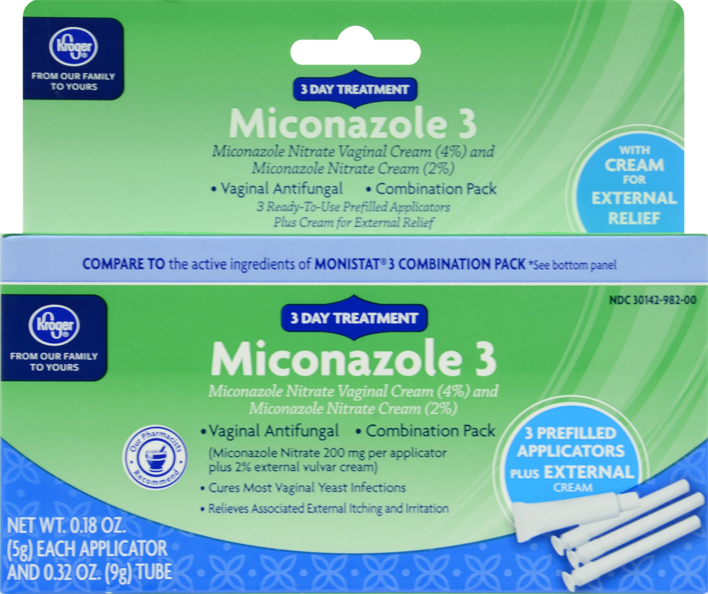 slide 1 of 1, Kroger Miconazole 3 Vaginal Antifungal Combination Pack, 3 ct