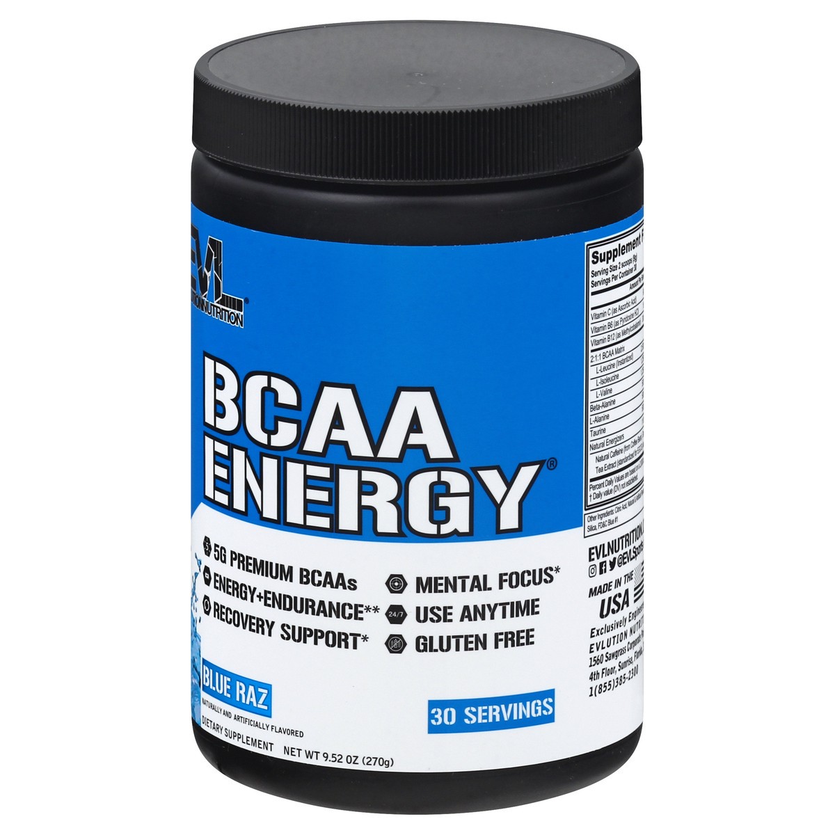 slide 4 of 9, Evlution Nutrition Bcaa Energy Blue Raz Flavor Dietary Supplement Powder, 9.52 oz