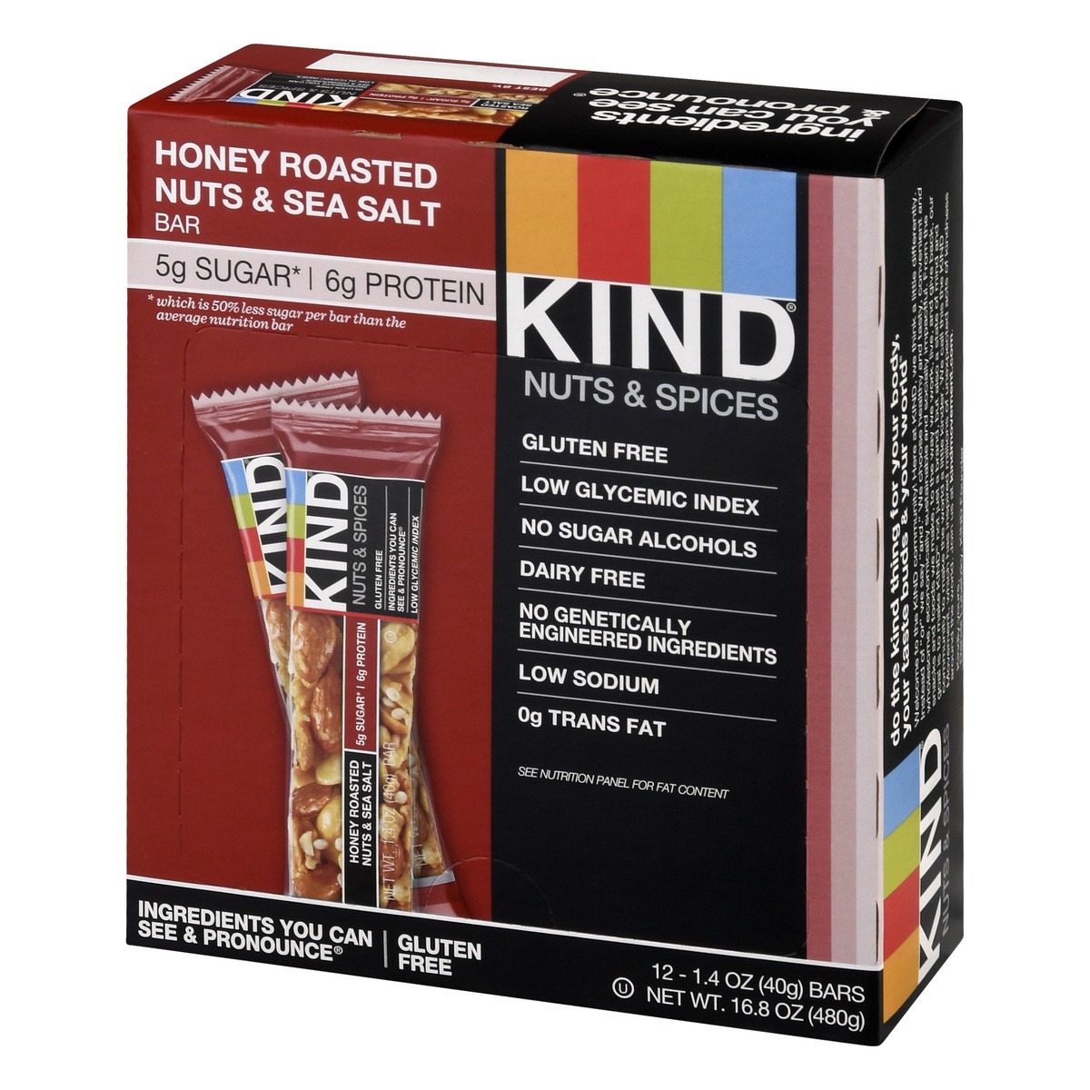 slide 3 of 9, KIND Honey Roasted Nuts & Sea Salt Nuts & Spices Bar 12 ea, 12 ct