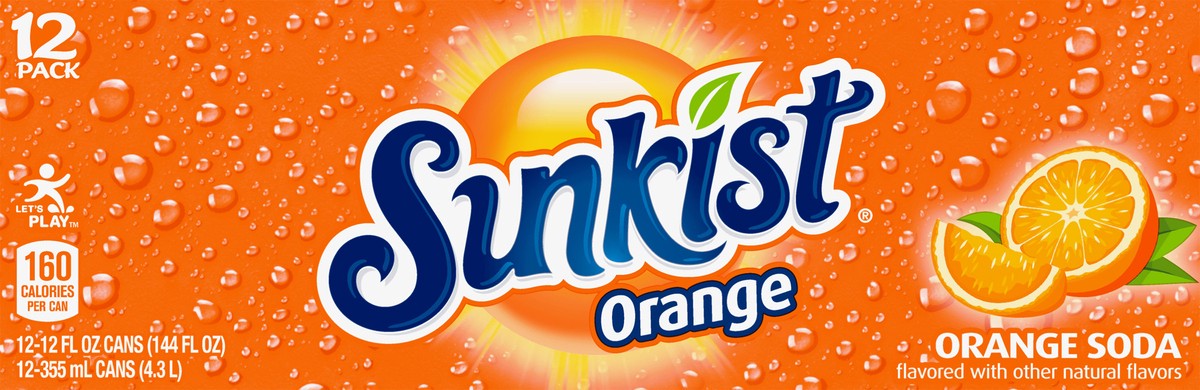 slide 3 of 7, Sunkist Orange Soda, 12 ct; 12 fl oz