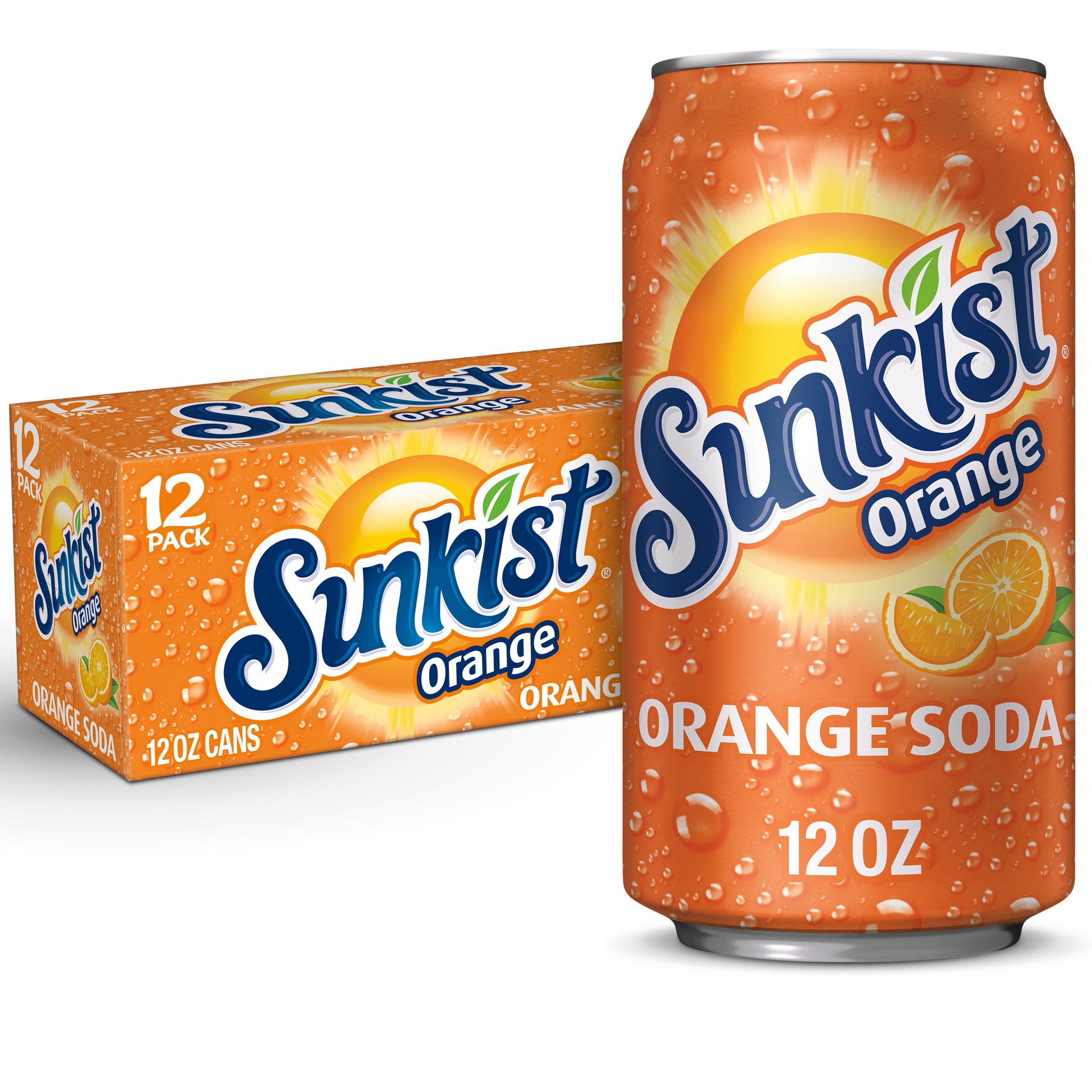 slide 1 of 7, Sunkist 12 Pack Orange Soda 12-12 fl oz Cans, 12 ct; 12 oz