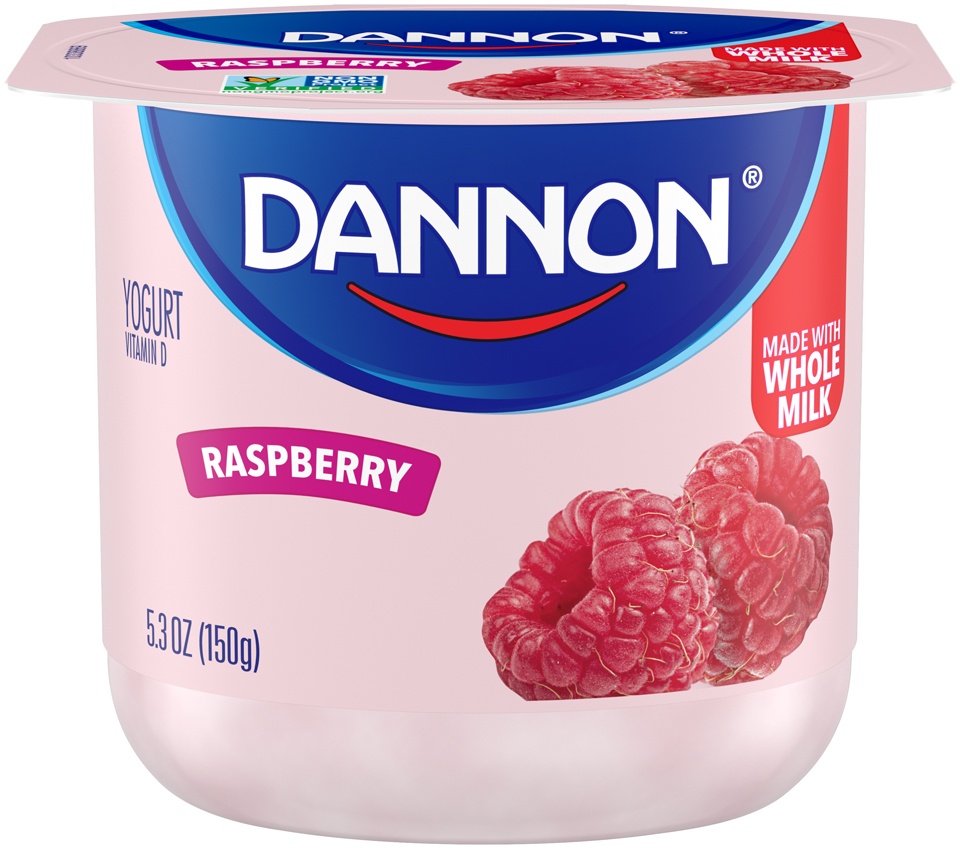 slide 1 of 5, Dannon Whole Milk Yogurt, Raspberry, 5.3 oz