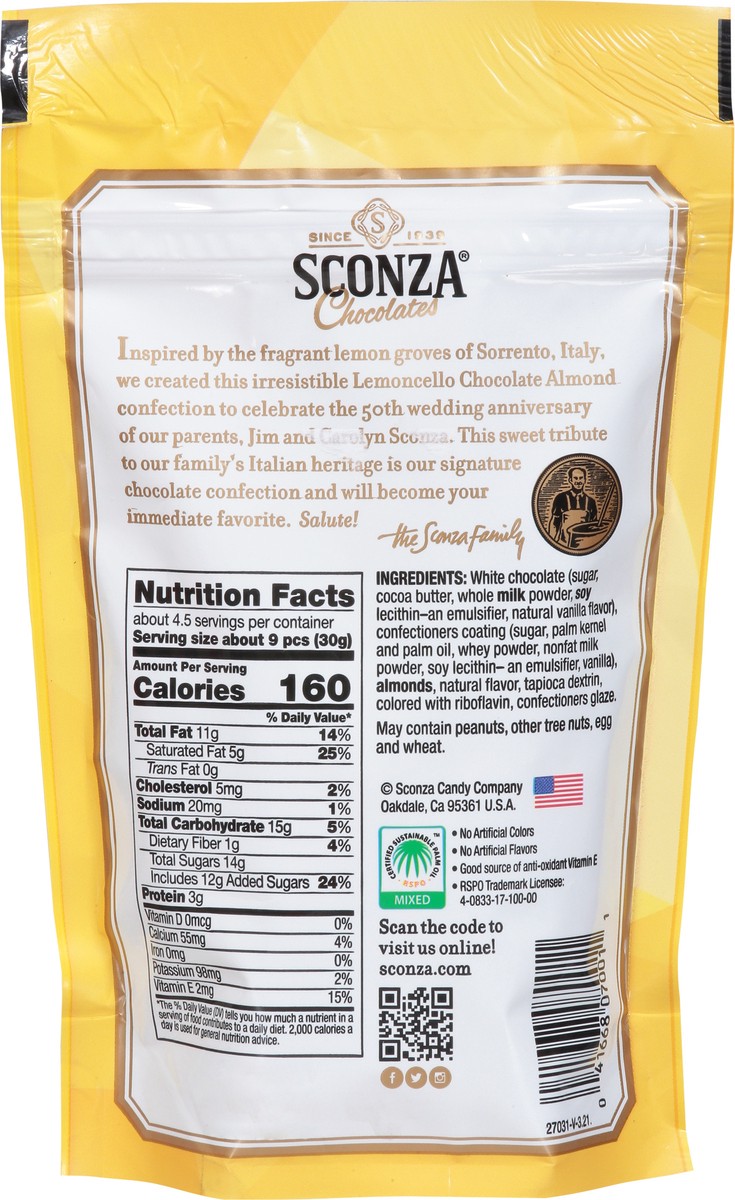 slide 5 of 9, Sconza Chocolates Lemoncello Chocolate Almonds, 5 oz