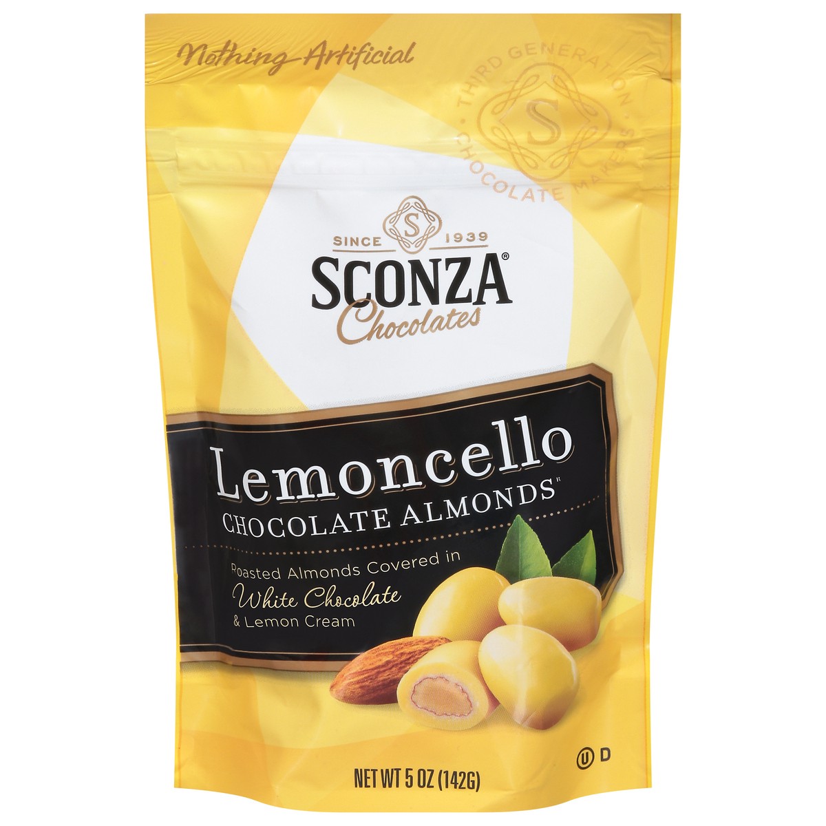 slide 1 of 9, Sconza Chocolates Lemoncello Chocolate Almonds, 5 oz