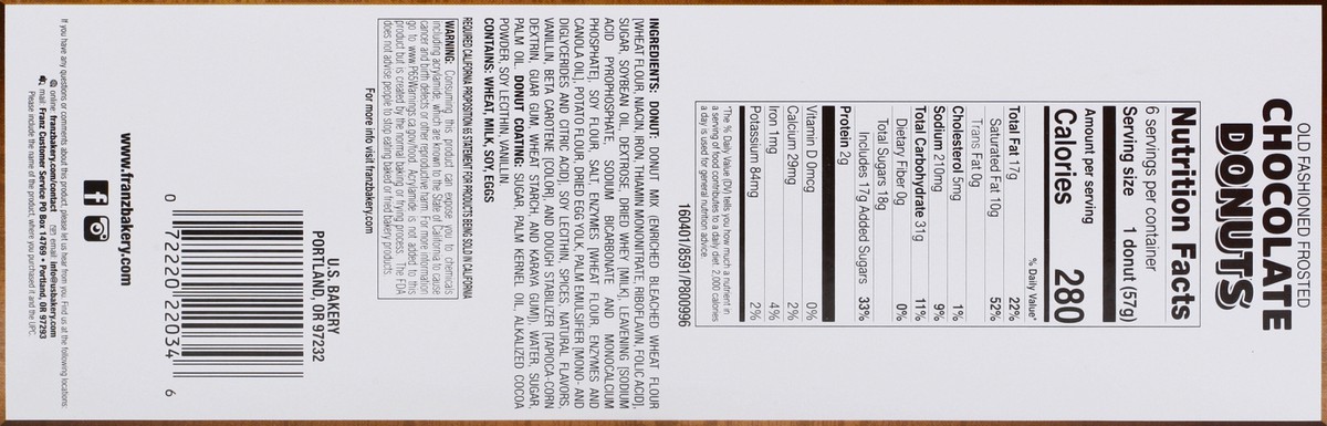 slide 10 of 12, Franz Old Fashioned Chocolate Frosted Donuts 6 ea, 6 ct