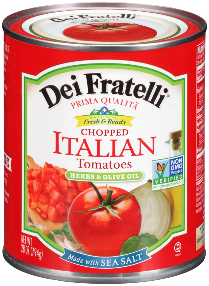 slide 1 of 4, Dei Fratelli Herbs & Olive Oil Chopped Italian Tomatoes, 28 oz