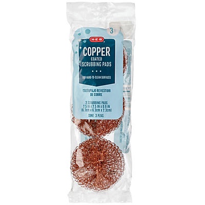 slide 1 of 1, H-E-B Copper Coated Scrubbing Pads, 3 ct