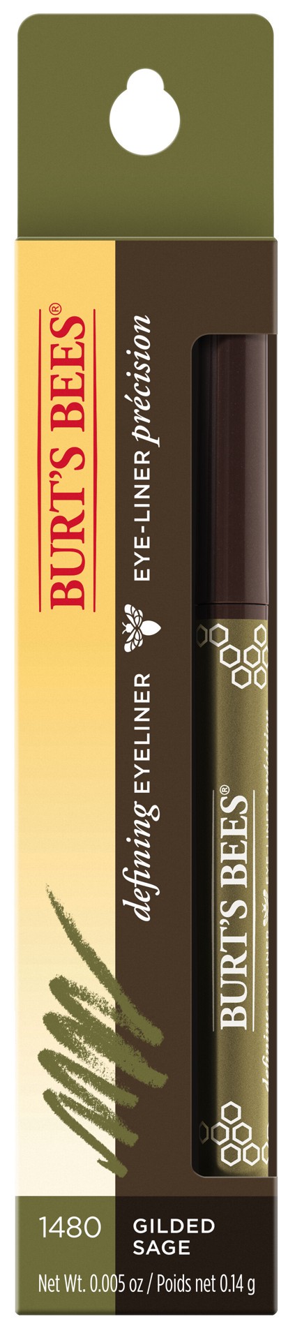 slide 1 of 4, Burt's Bees 100% Natural Origin Defining Eyeliner, Gilded Sage, Metallic Finish - 0.005 Ounce, 0.14 g