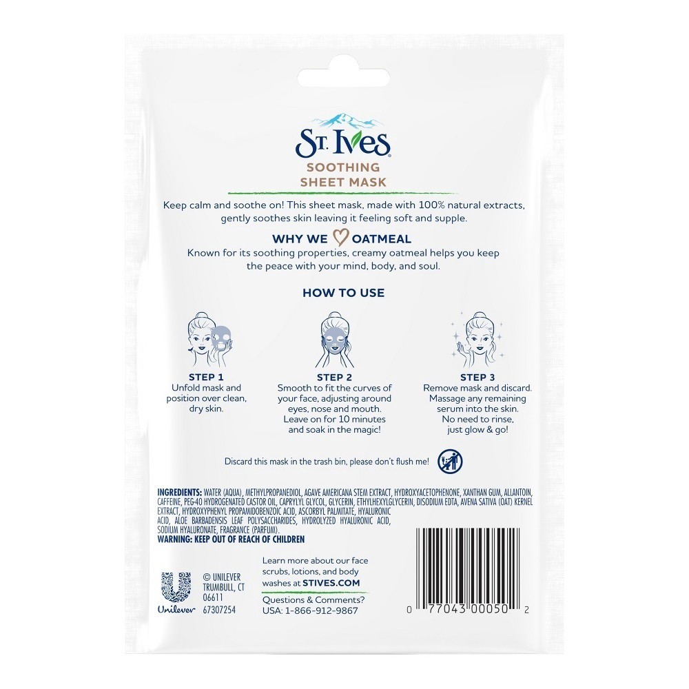 slide 10 of 10, St. Ives Nourish And Soothe Oatmeal Sheet Mask, 1 ct