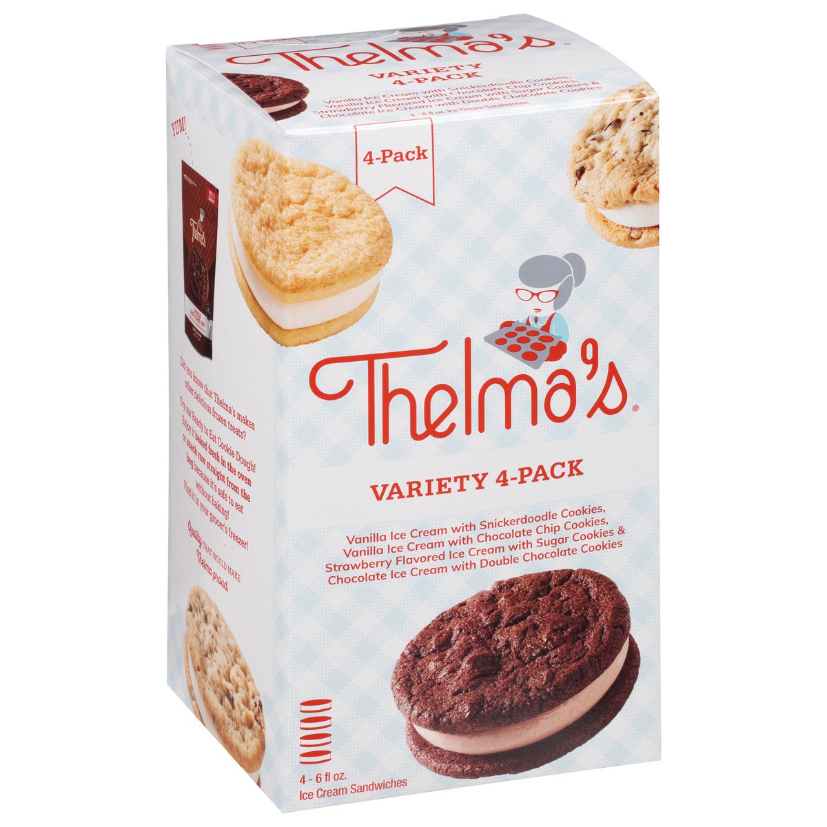 slide 2 of 9, Thelma's Variety 4-Pack Assorted Ice Cream Sandwiches 4 - 6 fl oz Packs, 4 ct