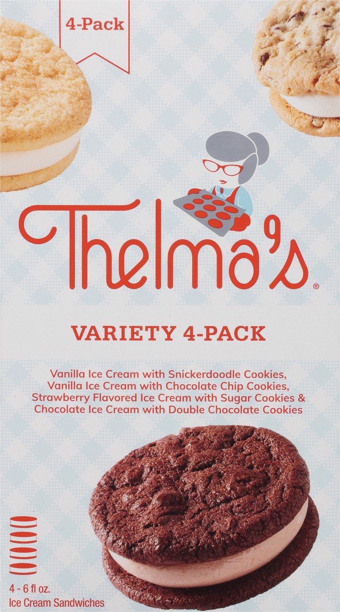 slide 6 of 9, Thelma's Variety 4-Pack Assorted Ice Cream Sandwiches 4 - 6 fl oz Packs, 4 ct