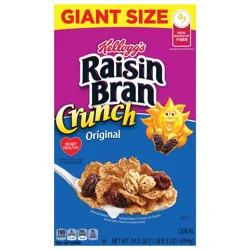 Raisin Bran Crunch Kellogg's Raisin Bran Crunch Breakfast Cereal , Fiber Cereal, 24.5 oz