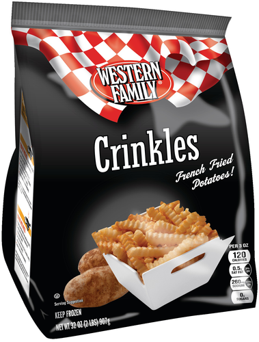 slide 1 of 1, Western Family Crinkle Cut Fries, 32 oz