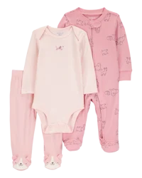 Carter's Baby Girl 3-Piece Puppy Multi-Piece Set Pink 3M