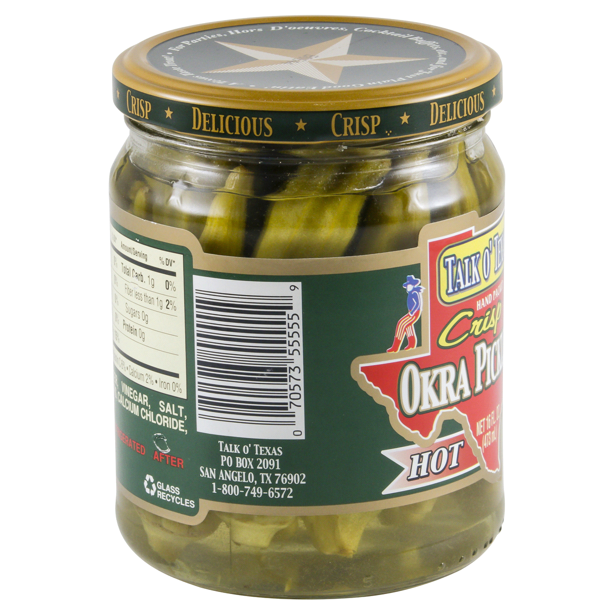 slide 2 of 4, Talk O' Texas Crisp Hot Okra Pickles, 16 oz
