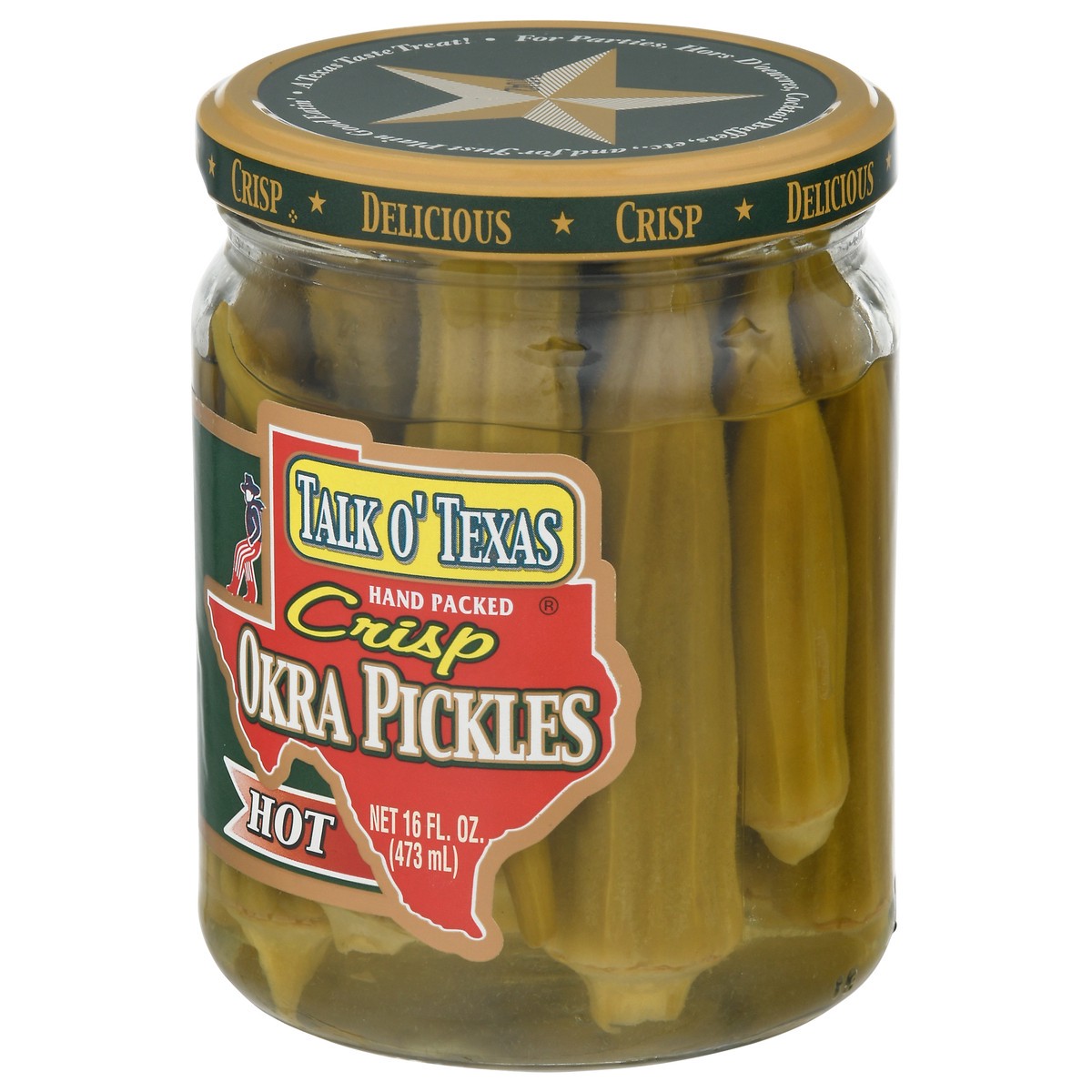 slide 3 of 9, Talk O' Texas Hot Crisp Okra Pickles 16 fl oz, 16 fl oz