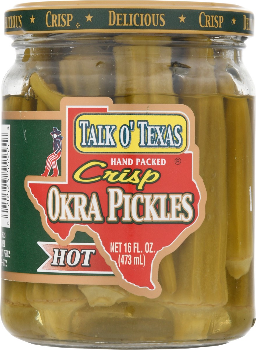 slide 6 of 9, Talk O' Texas Hot Crisp Okra Pickles 16 fl oz, 16 fl oz