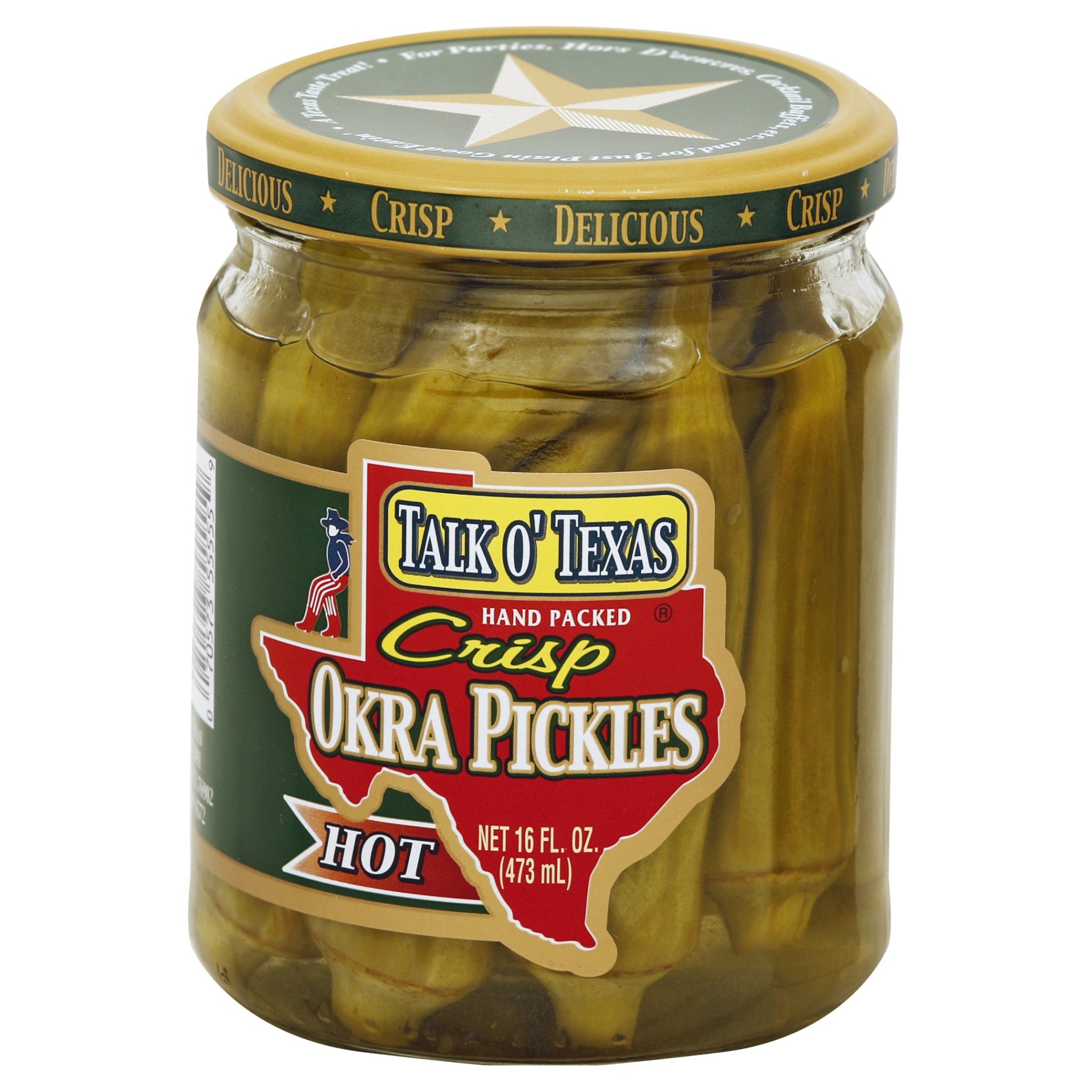 slide 1 of 4, Talk O' Texas Crisp Hot Okra Pickles, 16 oz