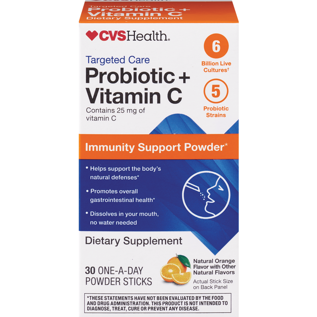slide 1 of 1, CVS Health Probiotic+Vitamin C Orange Stick, 30 ct