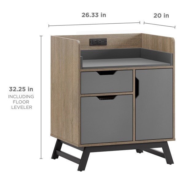 slide 9 of 10, Realspace Nashira 27"W Tech Station Printer Stand, Light Oak/Gray, 1 ct