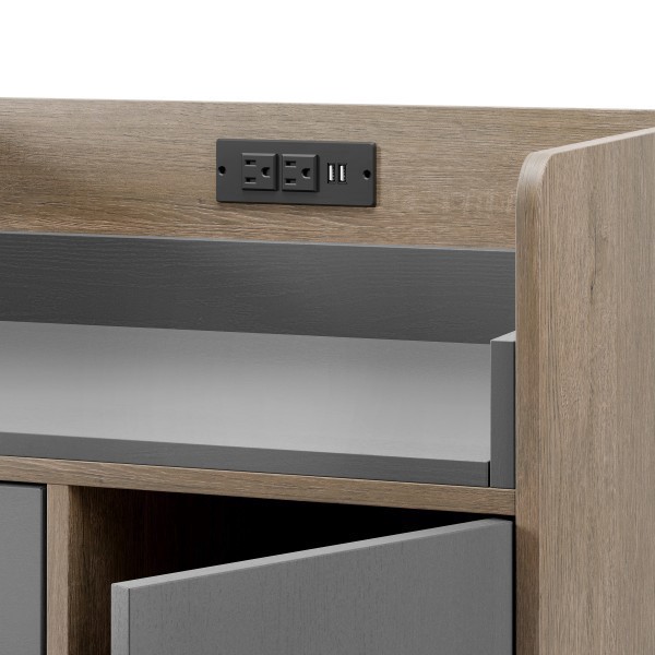 slide 7 of 10, Realspace Nashira 27"W Tech Station Printer Stand, Light Oak/Gray, 1 ct