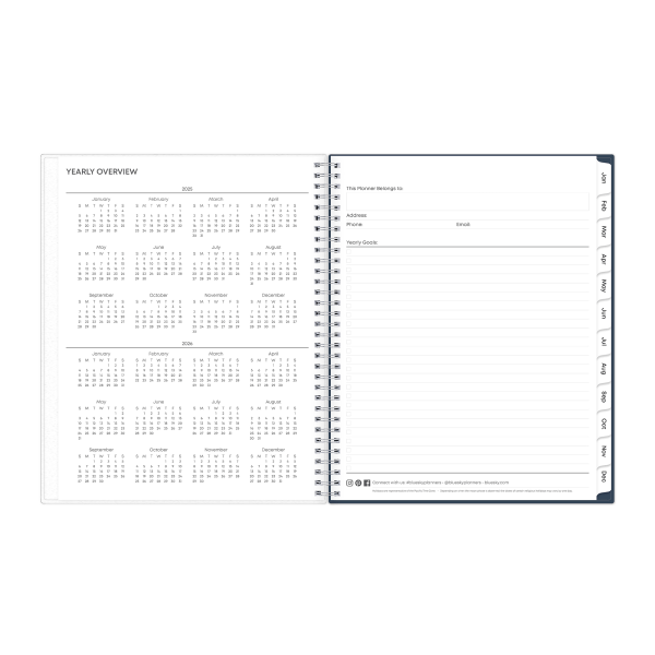 slide 2 of 8, 2025 Blue Sky Weekly/Monthly Planning Calendar, 8-1/2"" X 11"", Seneca Blue Frosted, January To December, 148901, 1 ct